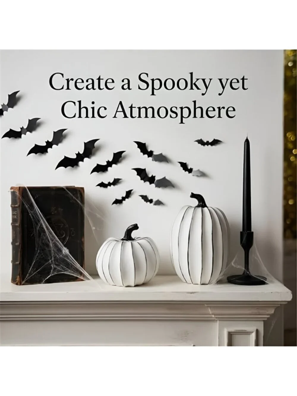 White and Black Halloween Pumpkin Decor, Small Resin Pumpkin Set